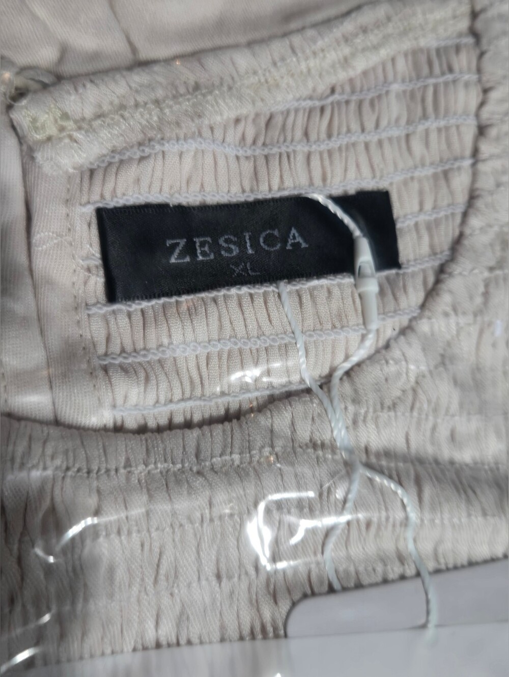 ZESICA Women’s Beige Smocked Tiered Midi Dress Long Sleeve Cottagecore XL NWT - Picture 4 of 6
